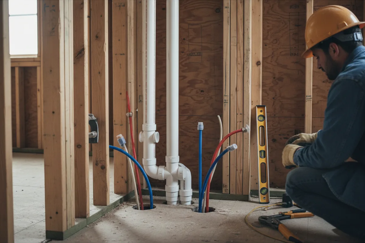 Drain and supply rough-in during Garbage Disposal Repair in Clarksville
